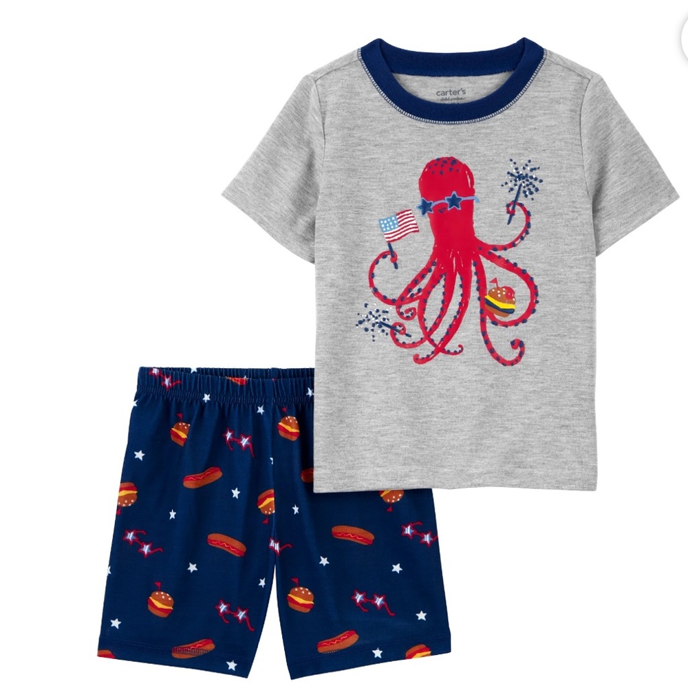 264. Carter's Child of Mine Toddler Boy Patriotic  Pajama Set 2 pieces